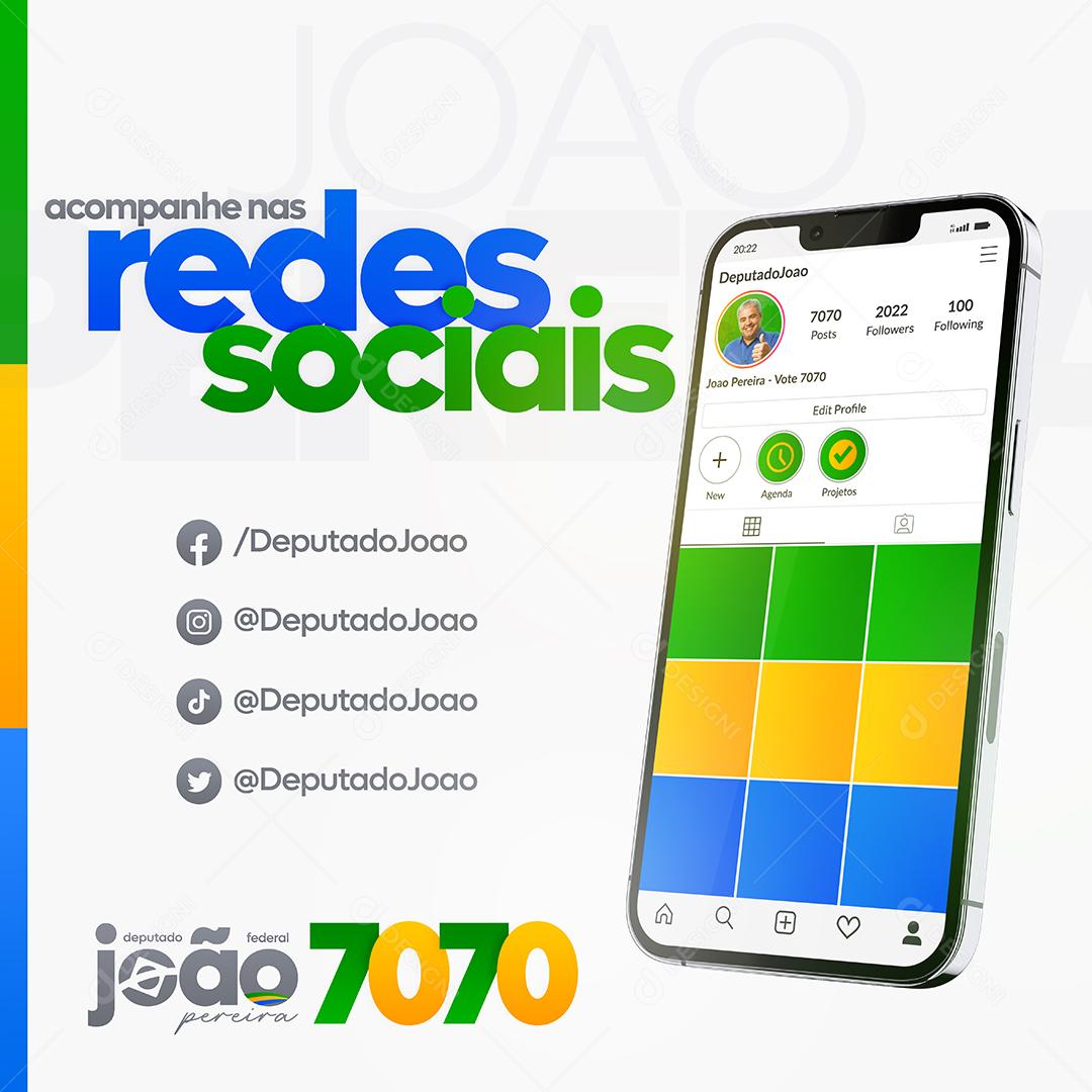 Social Media Politica Eleições Acompanhe Nas Redes Sociais PSD Editável
