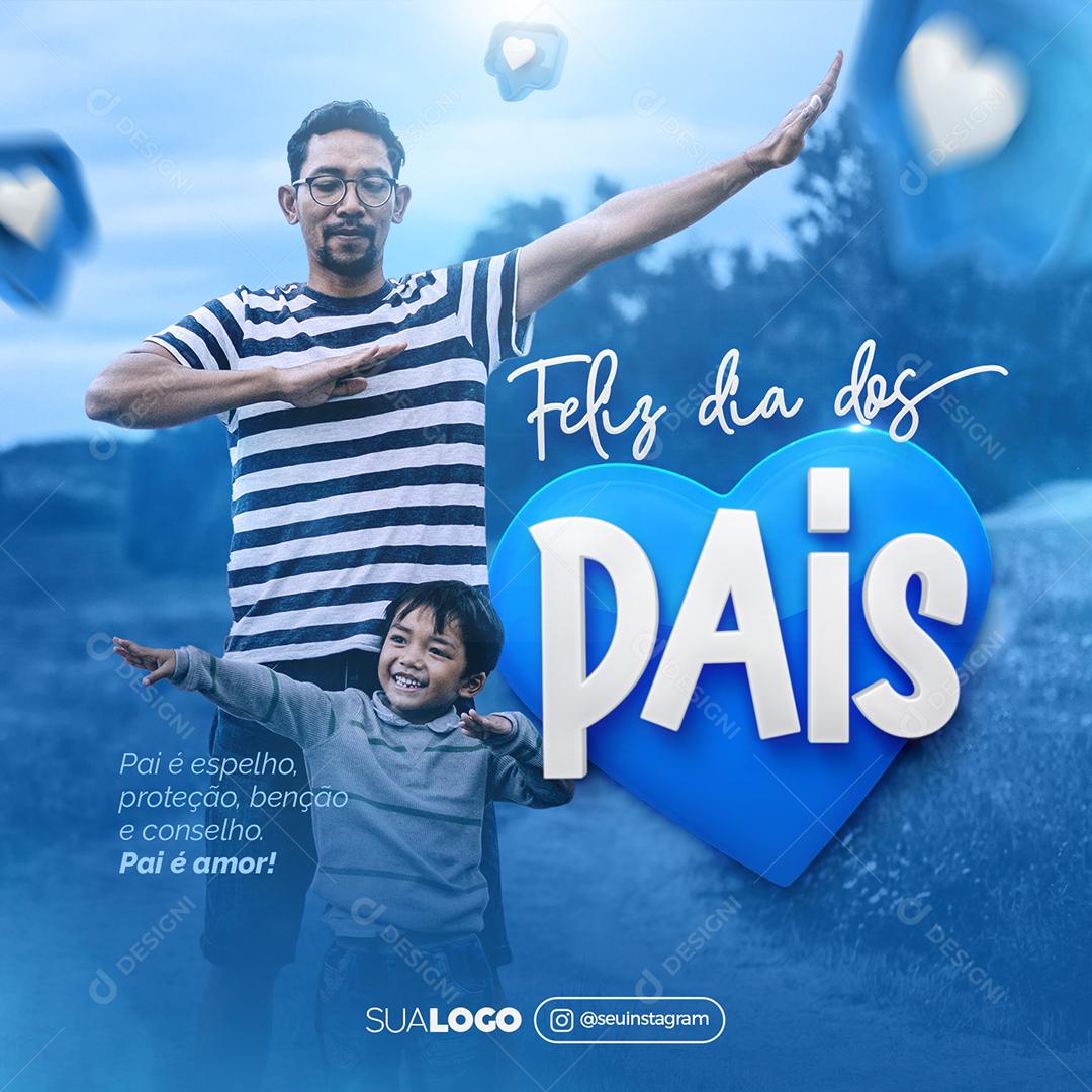 Social Media Pai é espelho proteção Dia dos Pais PSD Editável