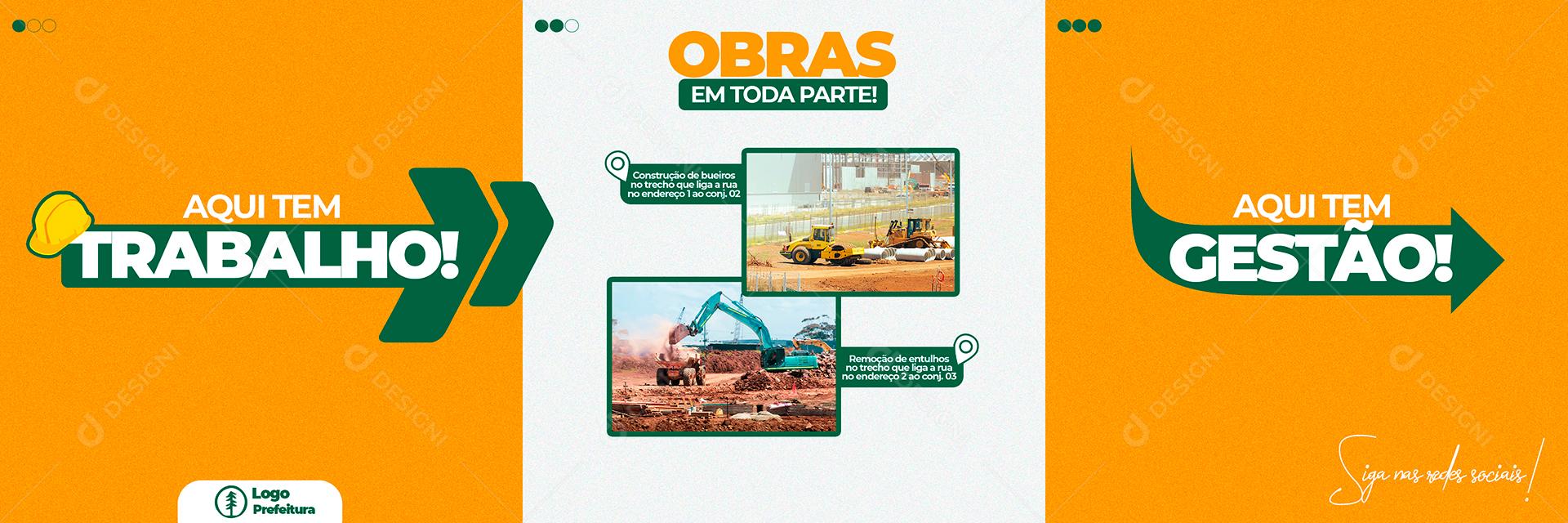 Social Media Carrossel Prefeitura Aqui Tem Trabalho Gestão PSD Editável