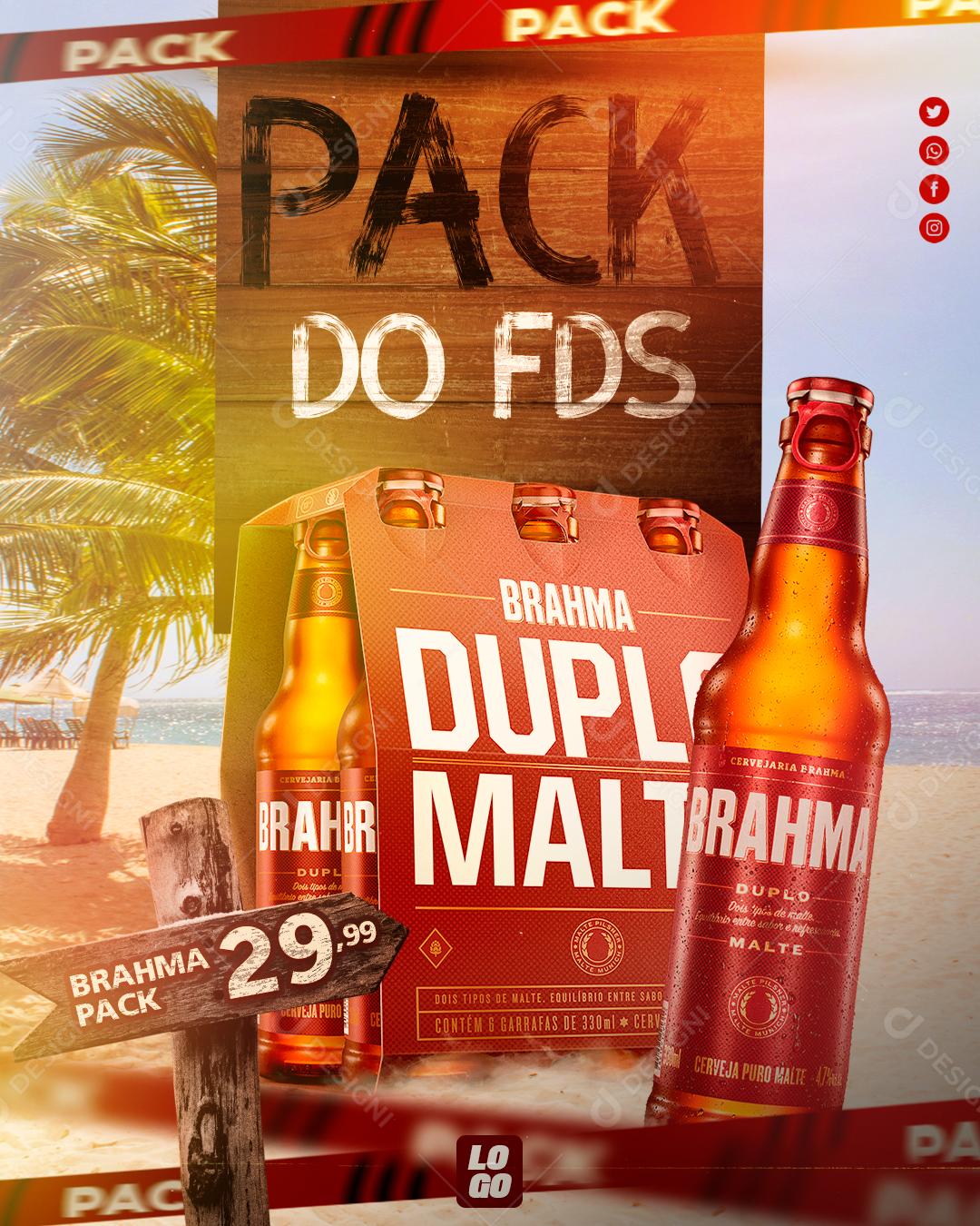 Social Media Pack do FDS Brahma Duplo Malte Distribuidora PSD Editável