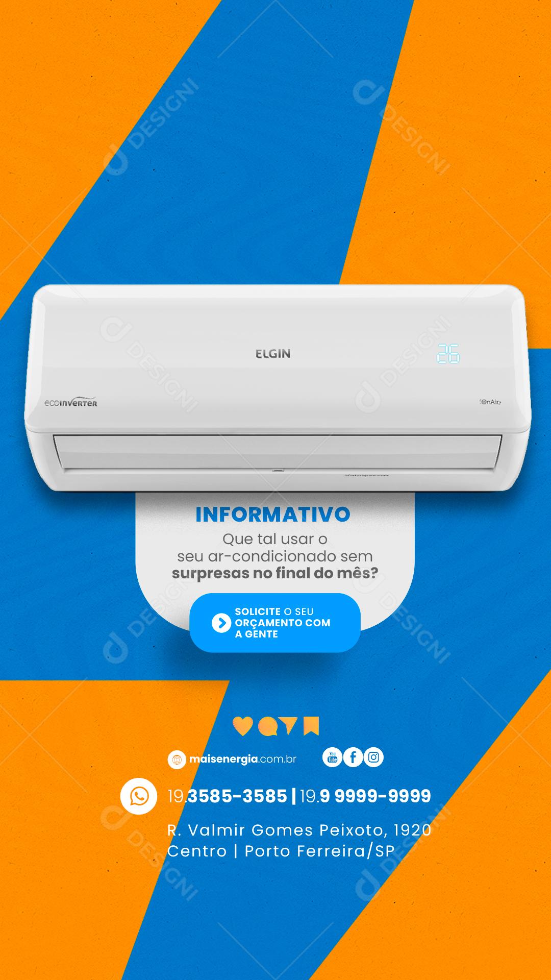 Story Informativo que tal usar o seu Ar Condicionado Energia Solar Social Media PSD Editável