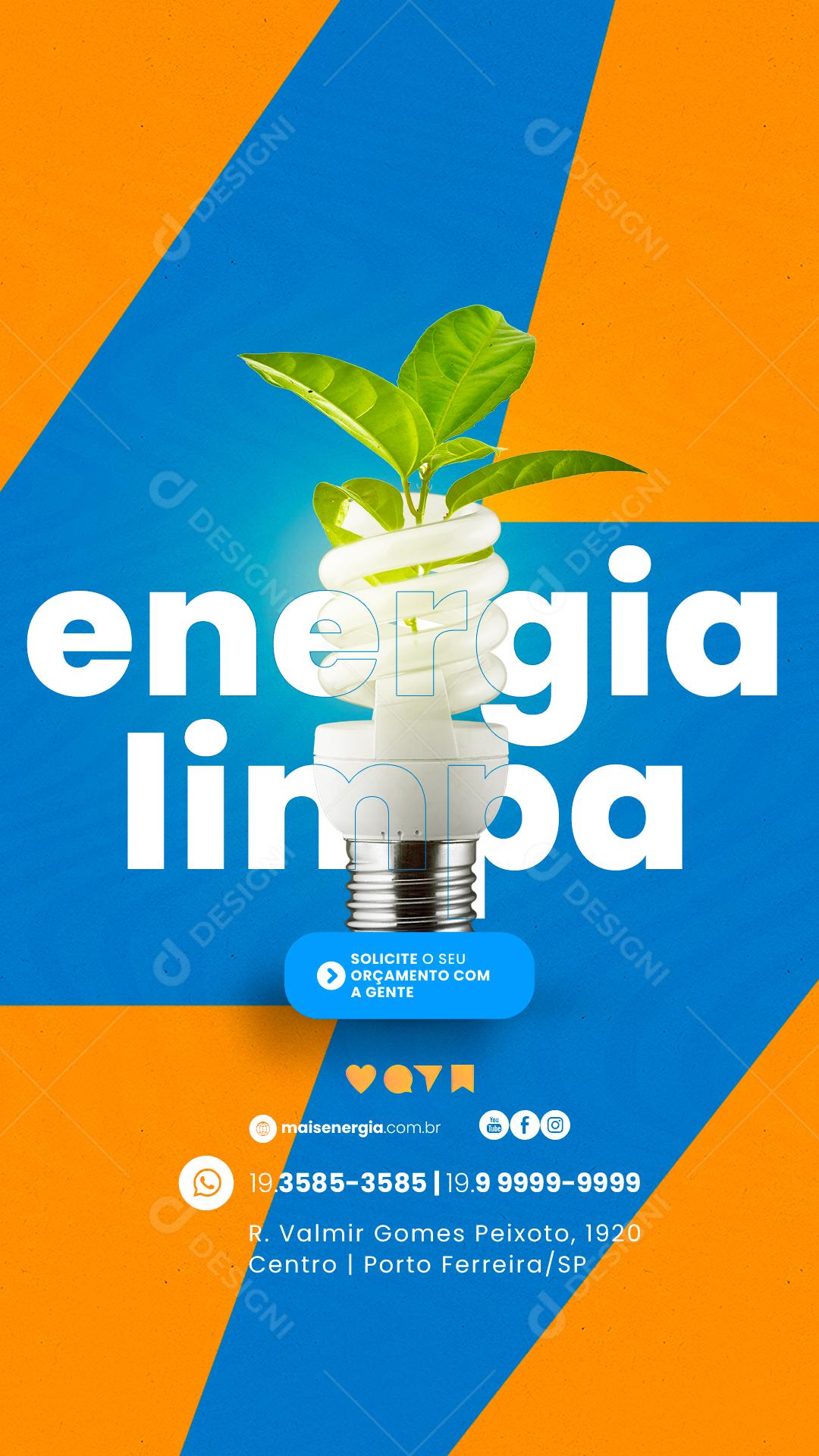 Story Energia Solar Solicite o seu Orçamento Social Media PSD Editável