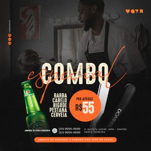 Social Media Combo Especial barba cabelo bigode Pestana Cerveja Barbearia PSD Editável