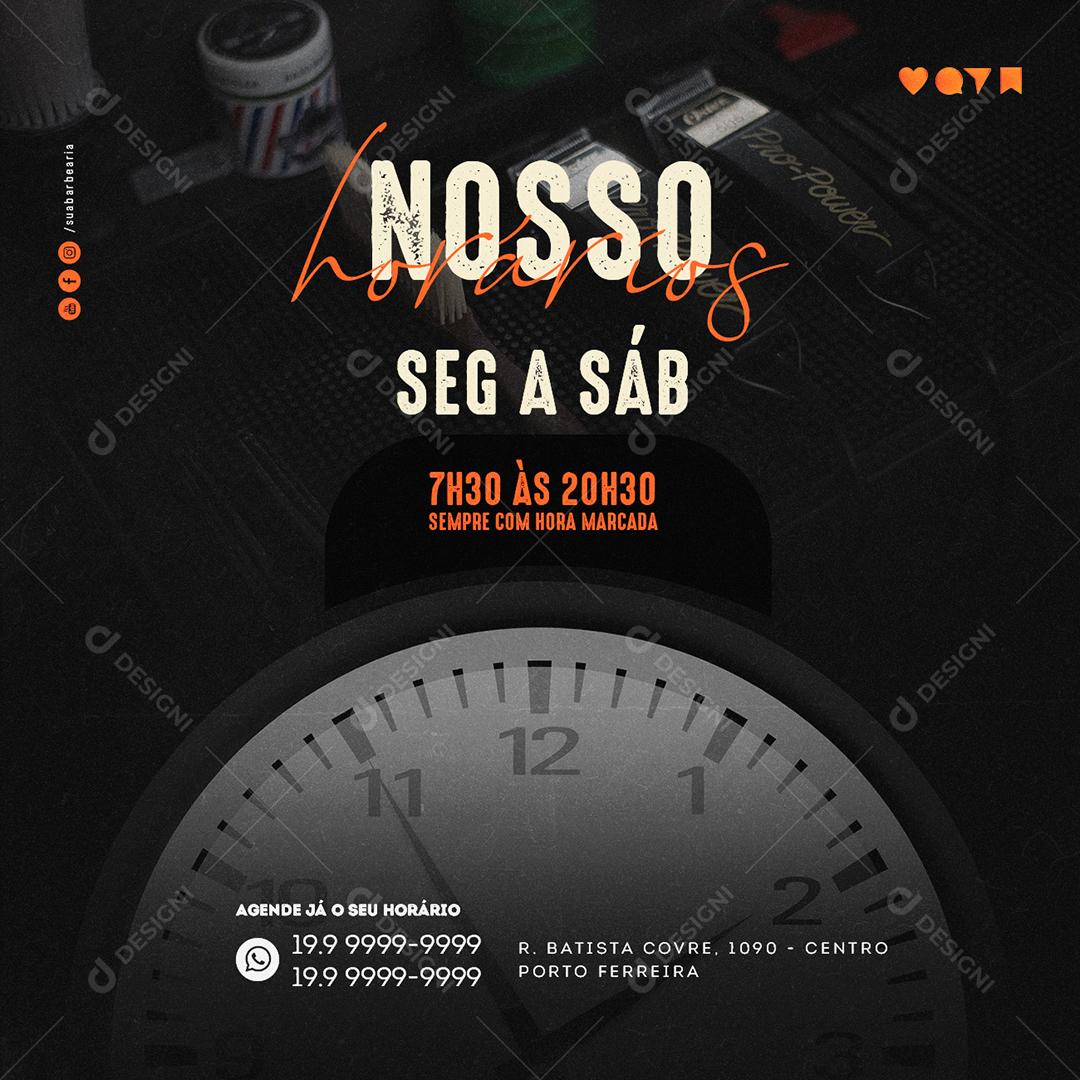Social Media Nosso Horários Barbearia PSD Editável