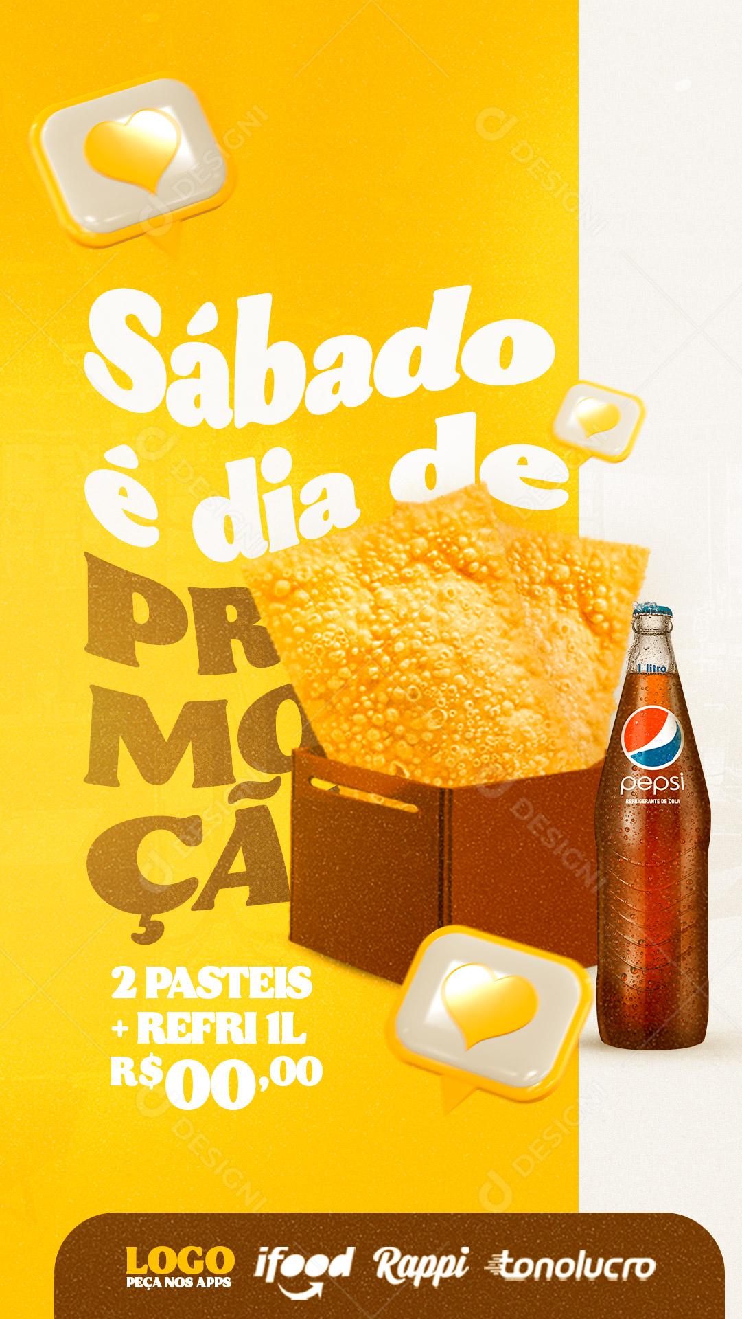 Story Pastelaria Lanchonete Pastel Sábado de Promoção Social Media PSD Editável