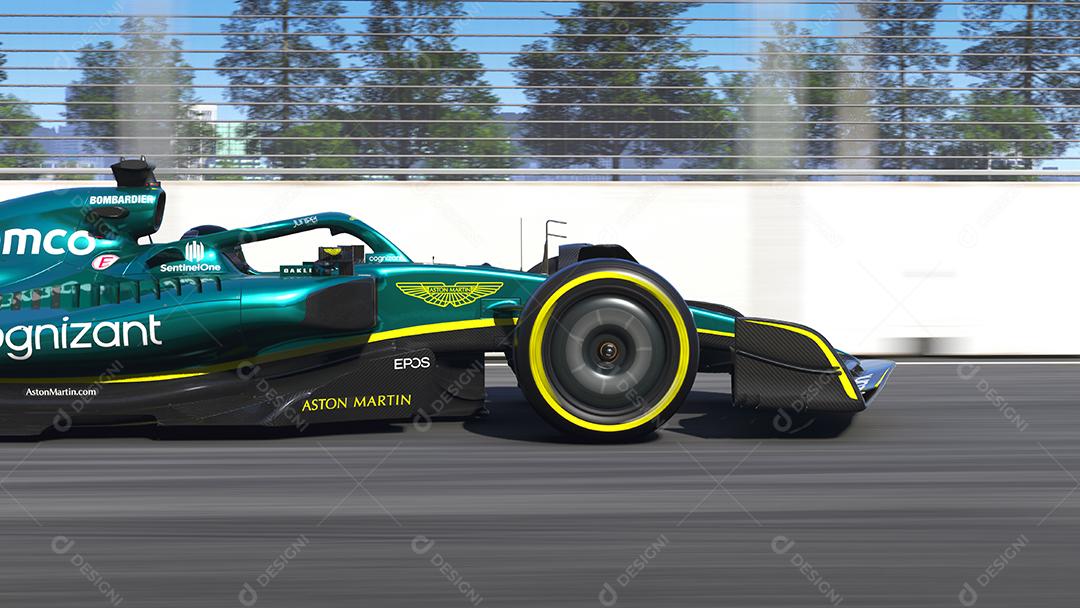 Carro Aston Martin F1 garimpando ilustração 3D