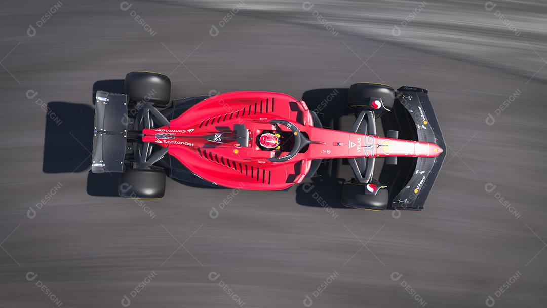 Ferrari F1 car top view panoramic 3D illustration