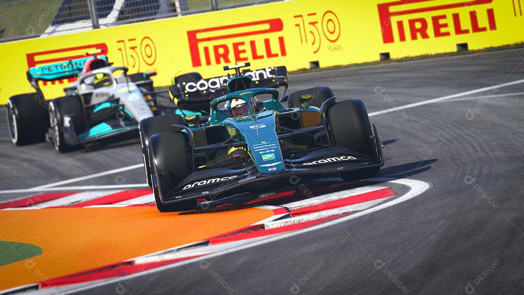 Ilustração 3D do carro Aston Martin F1