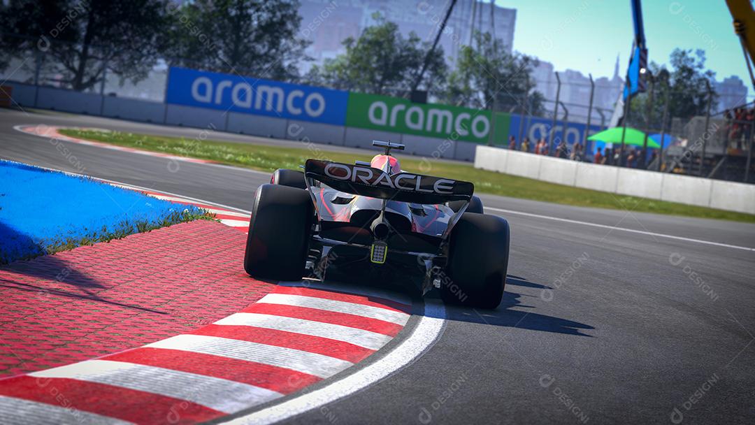 Ilustração 3D da vista traseira do carro Red Bull F1