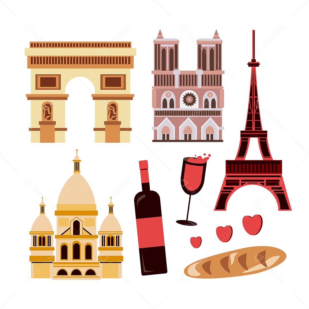 O vetor de construções e edifícios históricos da cidade dos marcos Vetor EPS