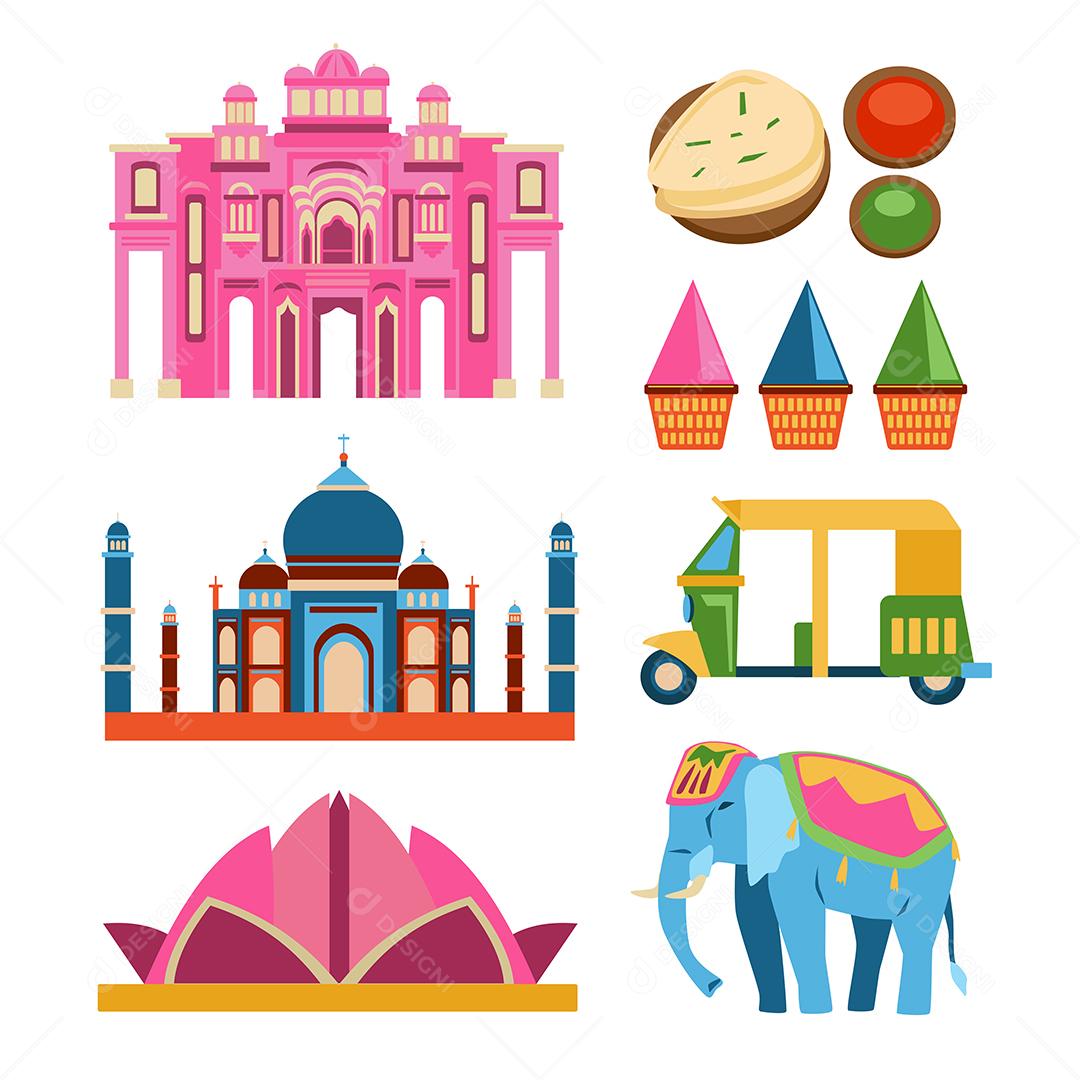 Símbolo de desenho e ícones viajam em vetor de desenho animado vetor eps