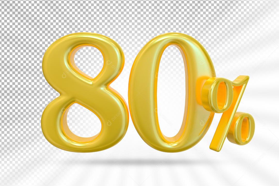 Número 3D 80% Dourado Elemento Para Composição PSD