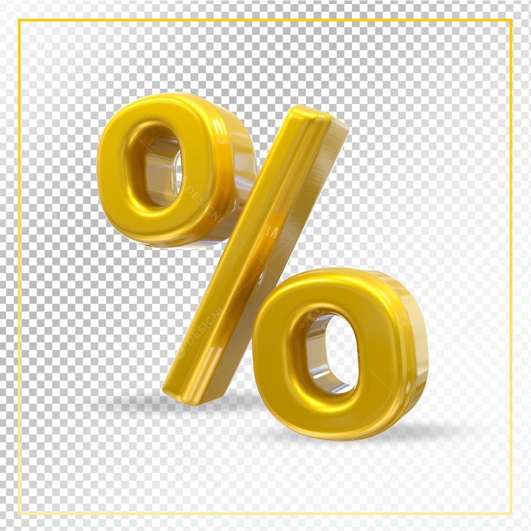 Porcentagem 3D Dourado Elemento Para Composição PSD