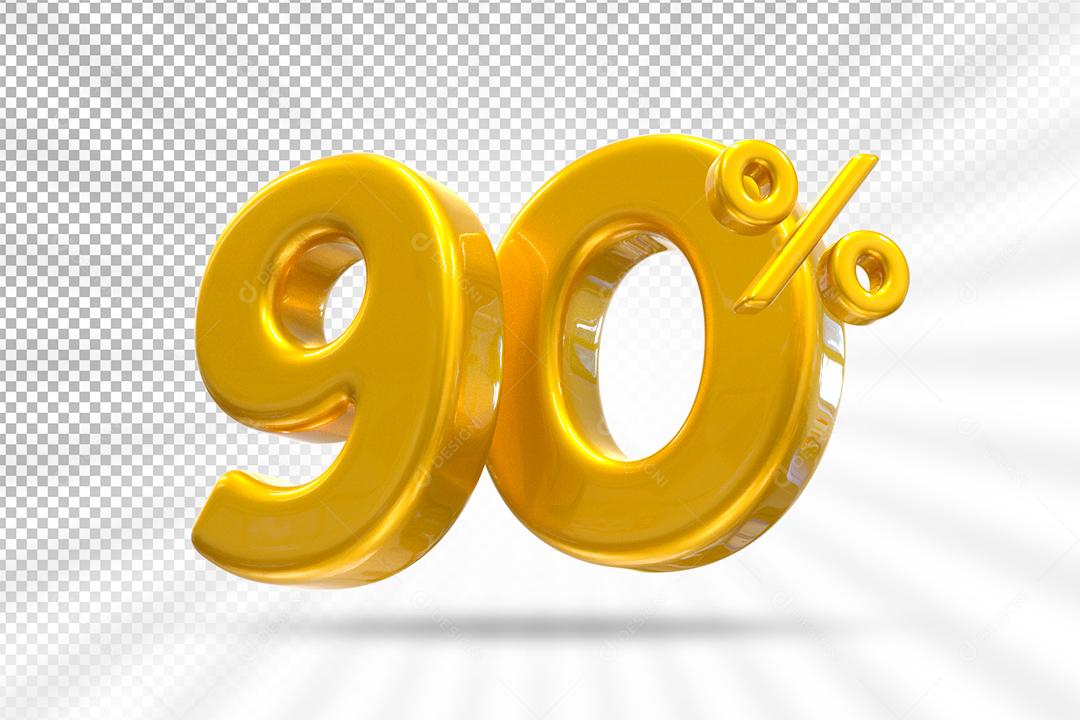 Número 3D 90% Dourado Elemento Para Composição PSD