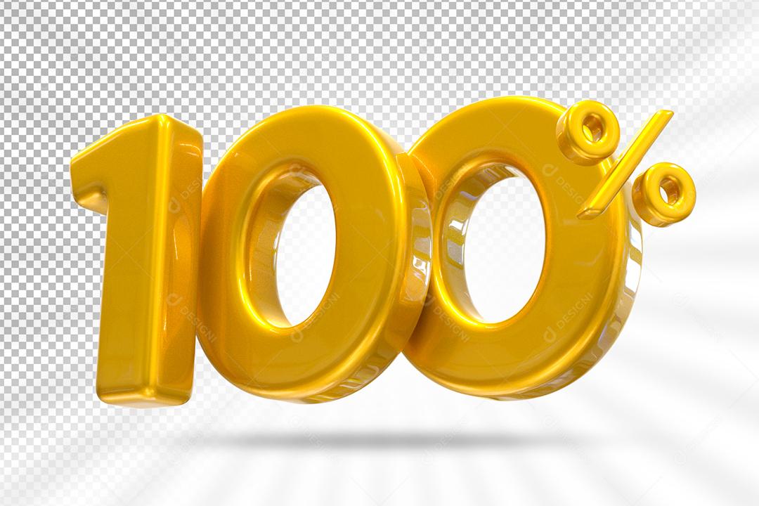 Número 3D 100% Dourado Elemento Para Composição PSD
