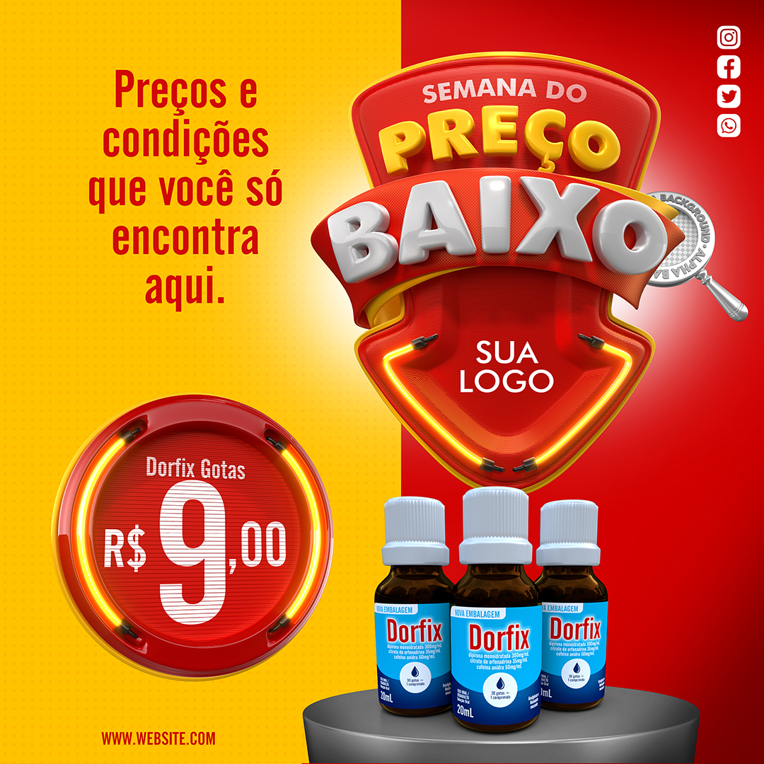 Social Media Template Supermercado Semana do Preço Baixo PSD Editável