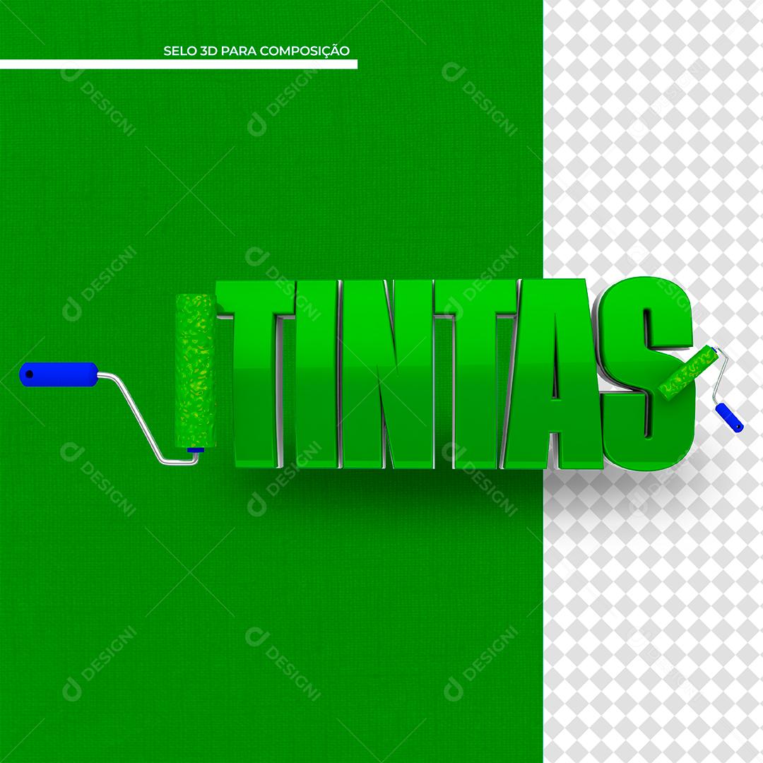 Tintas Texto 3D Verde para Composição PSD