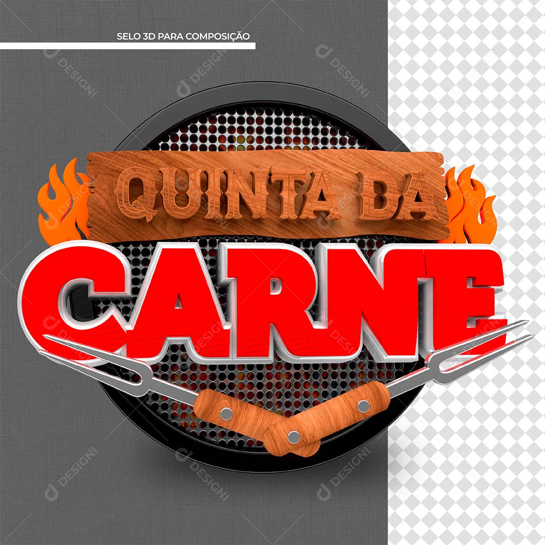 Quinta da Carne Selo 3D Vermelho para Composição PSD