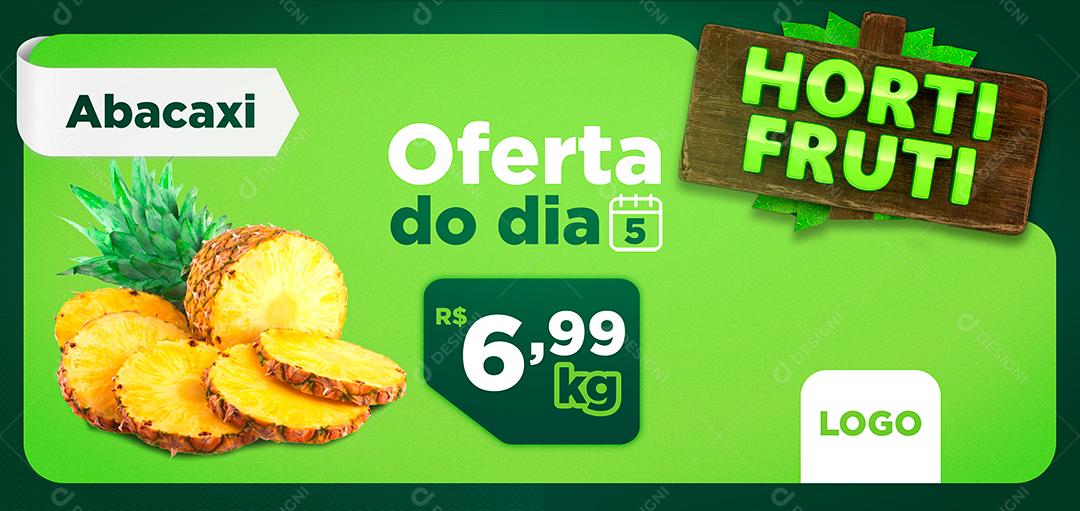 Social Media Banner Oferta do Dia Abacaxi Hortifruti PSD Editável