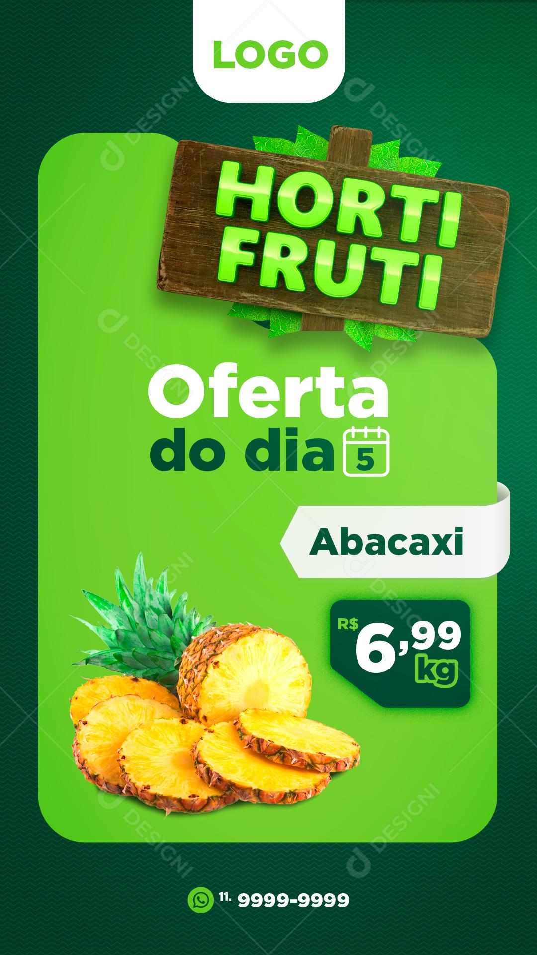 Story Oferta do Dia Abacaxi Hortifruti Social Media PSD Editável
