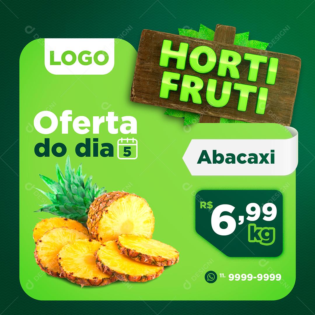 Social Media Oferta do Dia Abacaxi Hortifruti PSD Editável