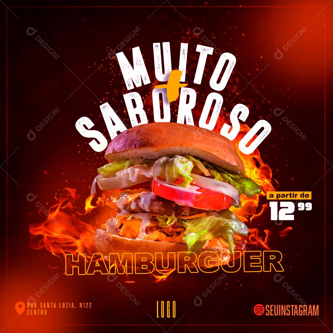 Social Media Hamburgueria Muito Mais Sabor Burguer PSD Editável