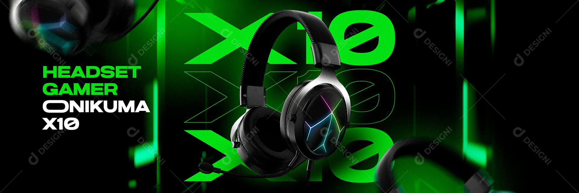 Social Media Banner Loja de Eletrônicos Headset Gamer PSD Editável