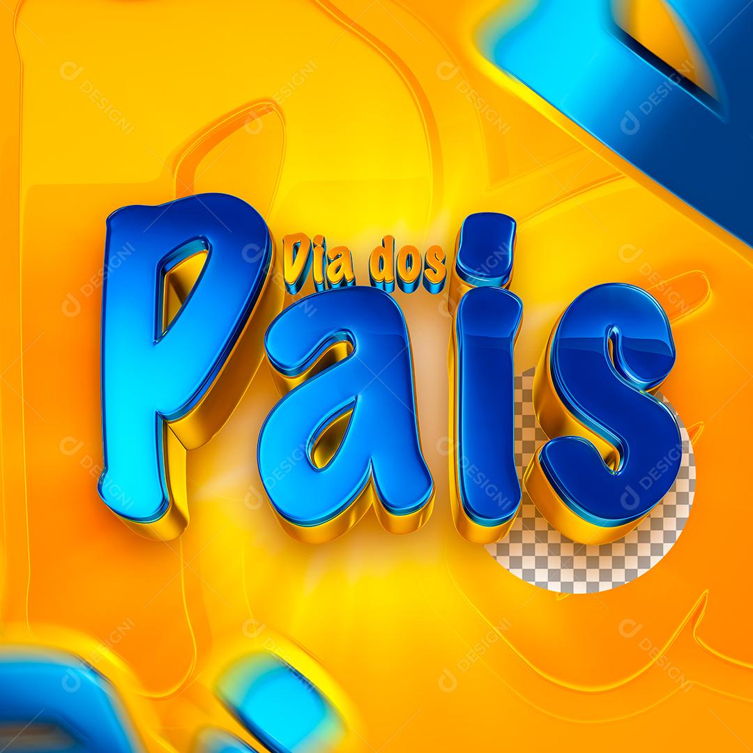 Texto 3D Azul Dia dos Pais Para Composição PSD