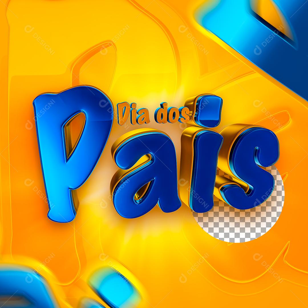 Texto 3D Azul Dia dos Pais Para Composição PSD