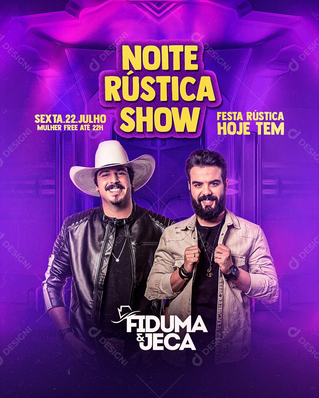 Social Media Noite Rústica Show Fiduma e Jeca Flyer PSD Editável