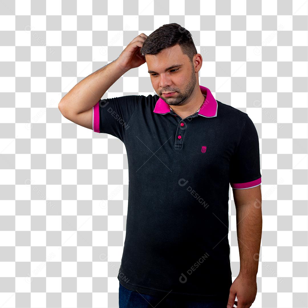 Homem jovem barbudo coçando sua cabeça