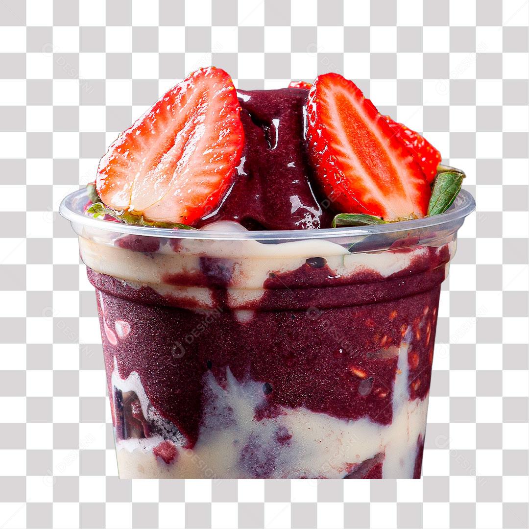 Copo de açaí com morango  ng transparente