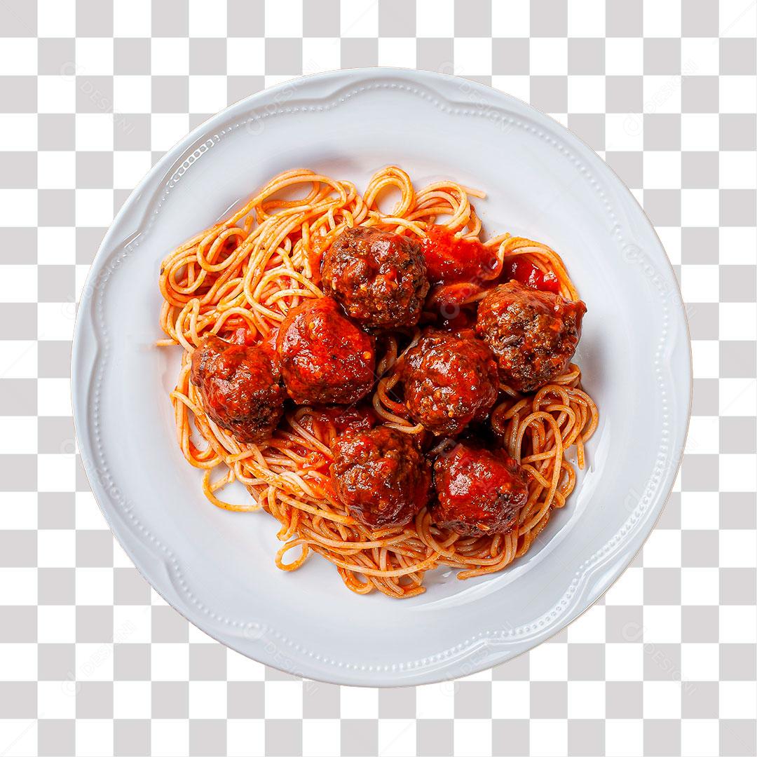 prato de comido com macarrão bolinha de carne png transparente