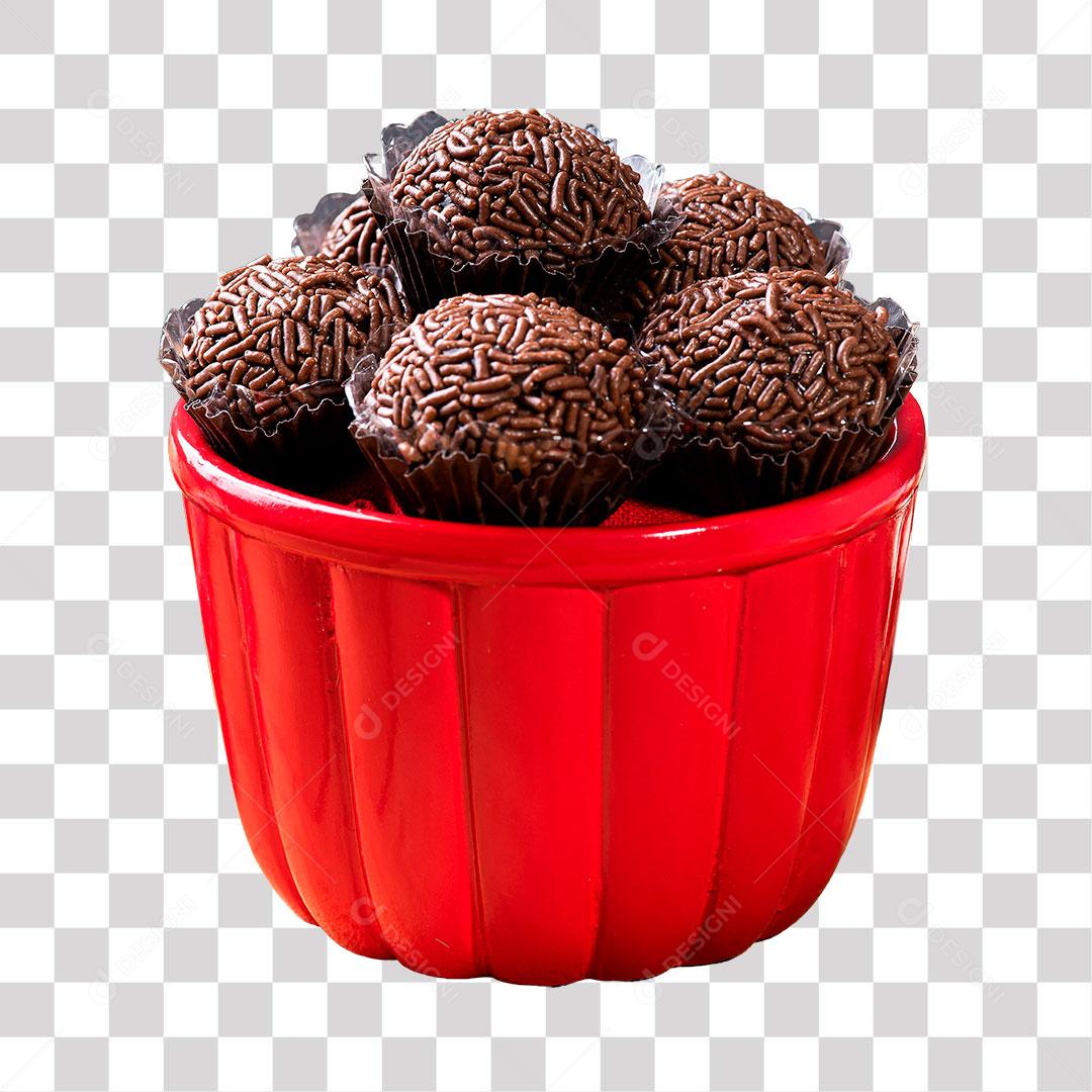 tigela com brigadeiros de chocolate png de imagem transparente