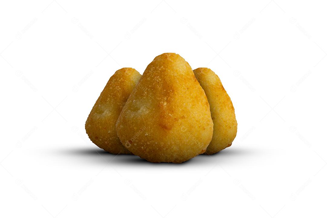 coxinha, salgadinho frito de festa isolado em fundo br