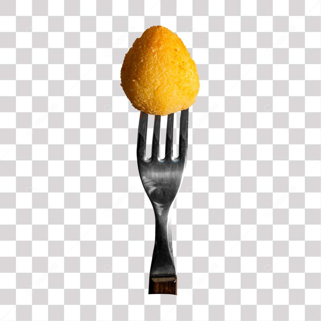 garfo com coxinha tradicional brasileira PNG Transparente
