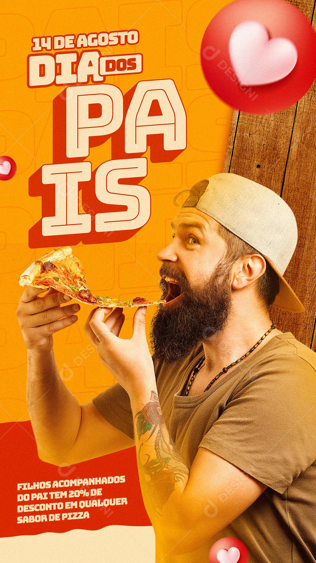 Story Filhos Acompanhados do Pai tem 20% de Desconto Pizzaria Dia dos Pais Social Media PSD Editável