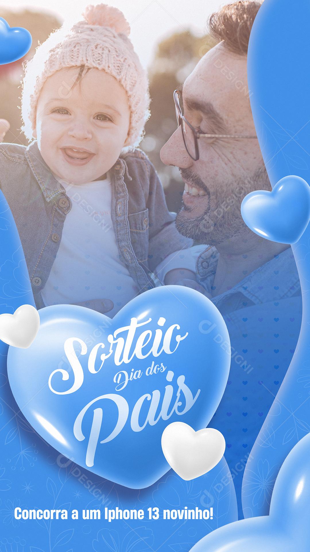 Story Concorra a um Iphone 13 Novinho Sorteio lojas Dia dos Pais Social Media PSD Editável