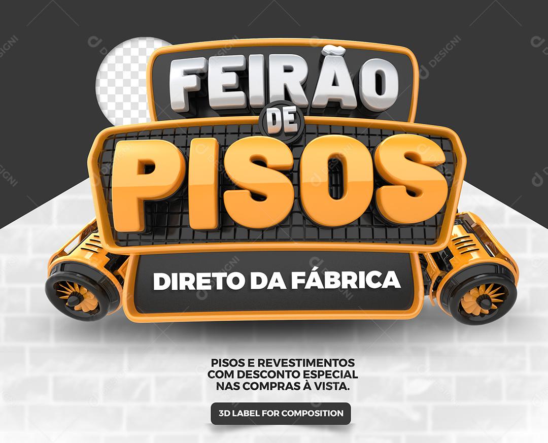 Feirão de Pisos Selo 3D Preto e Amarelo para Composição PSD