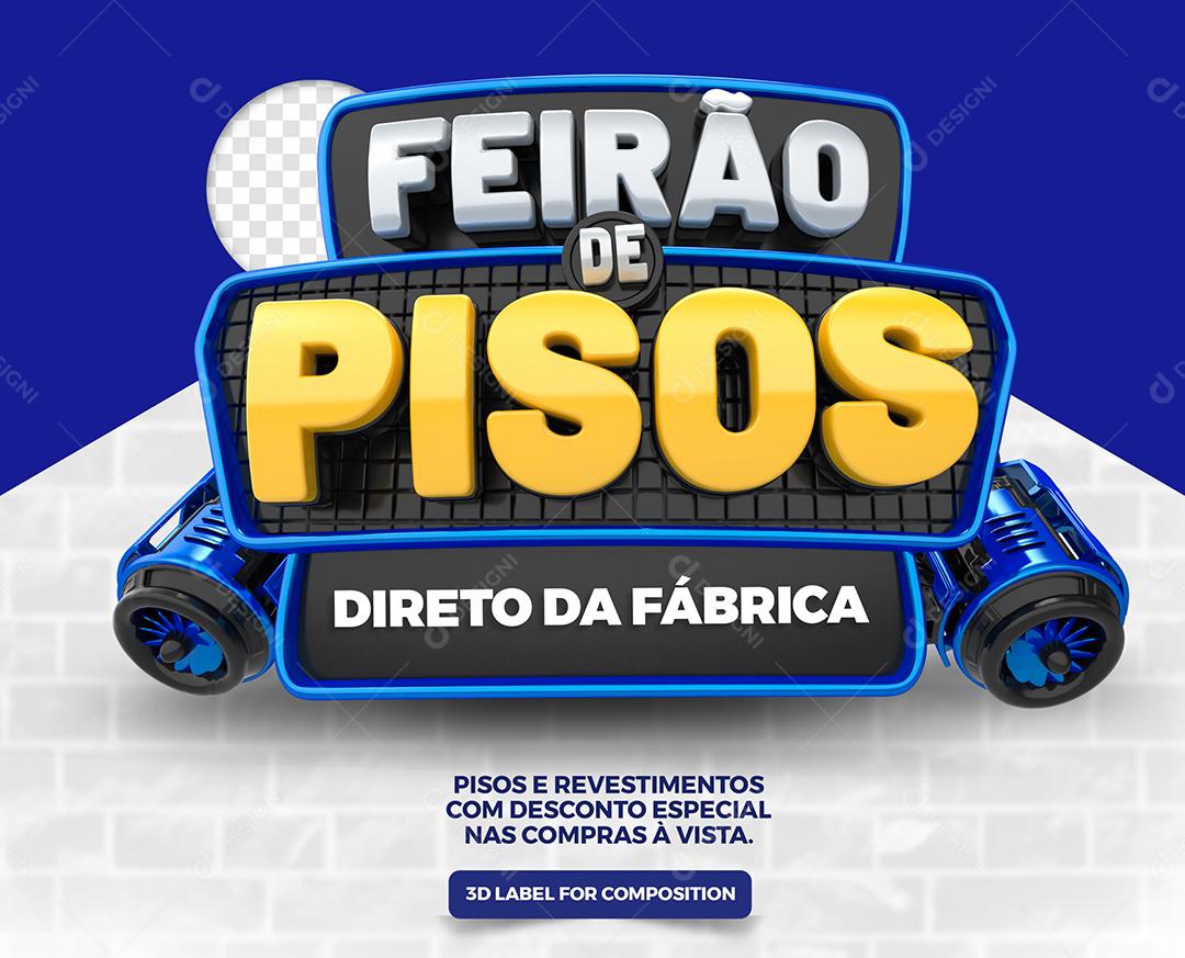 Feirão de Pisos Selo 3D Preto e Azul para Composição PSD