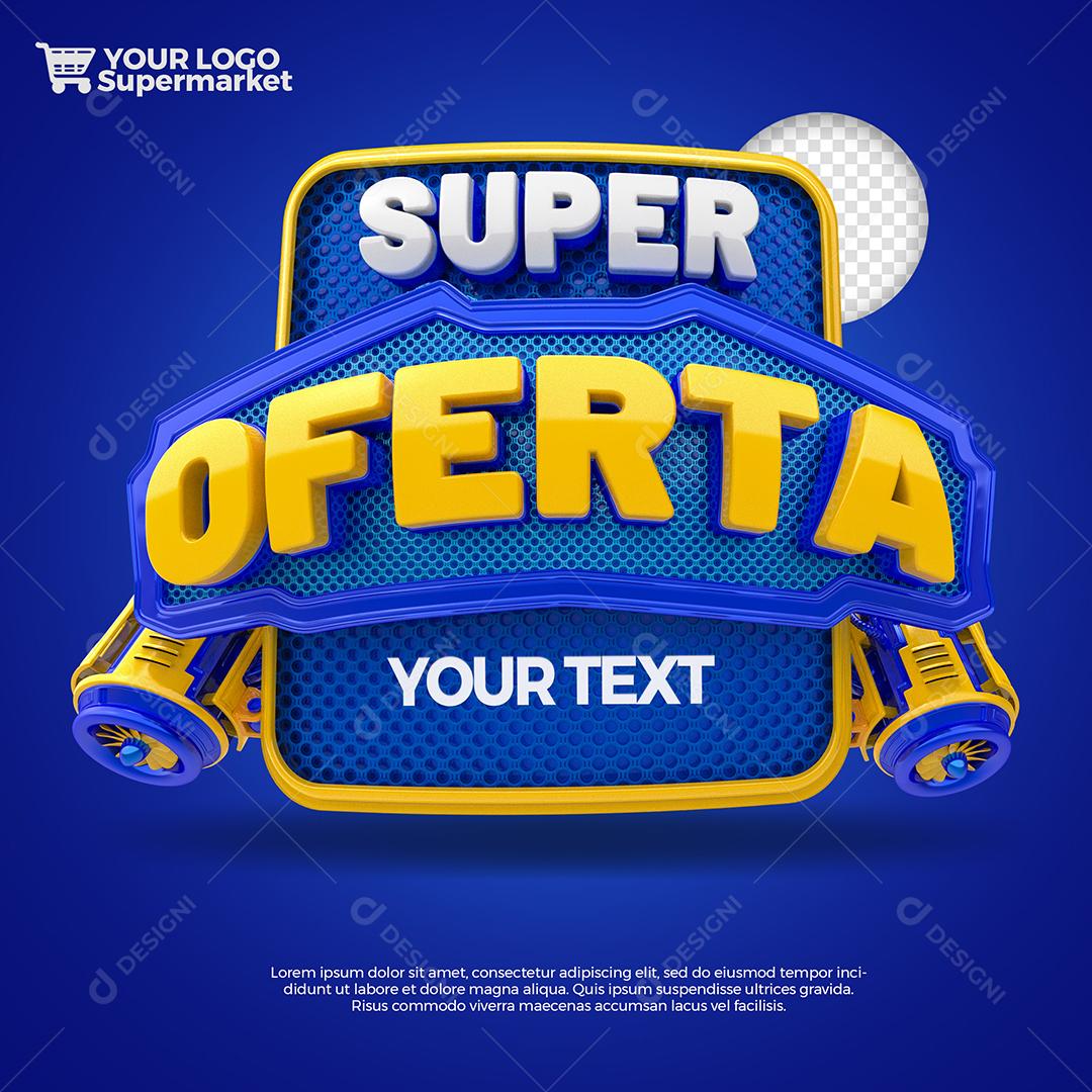 Super Oferta Selo 3D Vermelho e Amarelo para Composição PSD