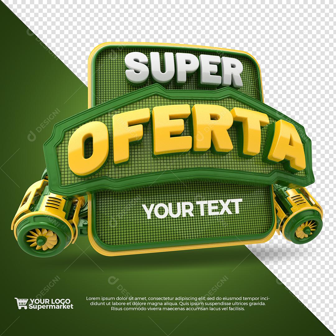Super Oferta Selo 3D Verde e Amarelo para Composição PSD
