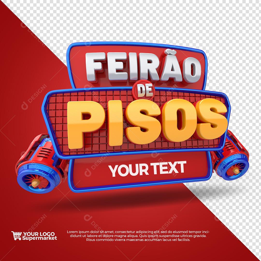 Feirão de Pisos Selo 3D Vermelho para Composição PSD