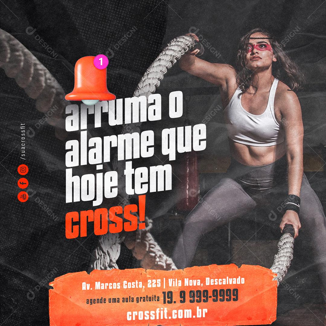 Social Media Arruma o alarme que hoje tem Crossfit Academia PSD Editável