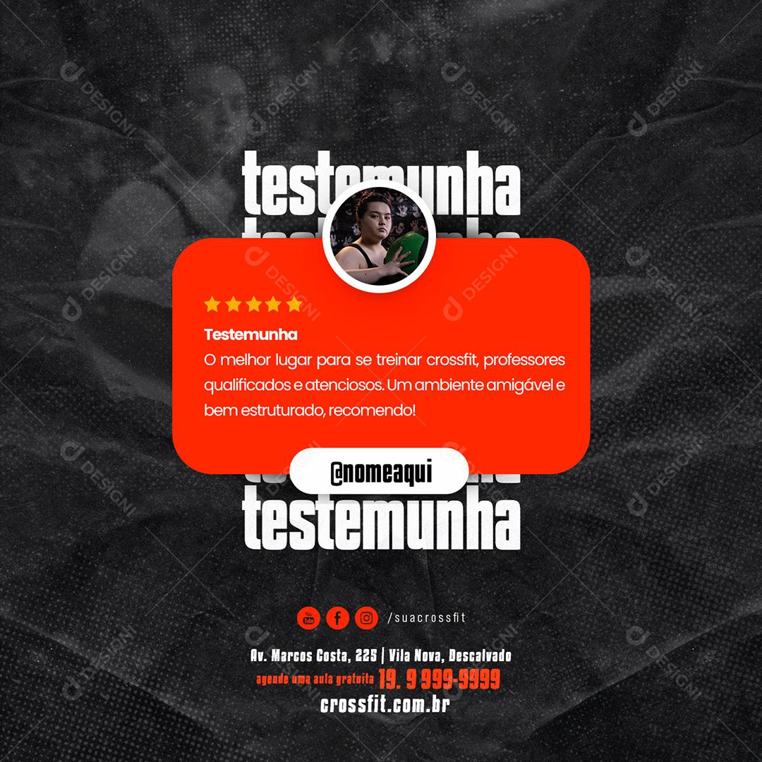 Social Media Testemunha o Melhor lugar para se Treinar Academia Crossfit PSD Editável