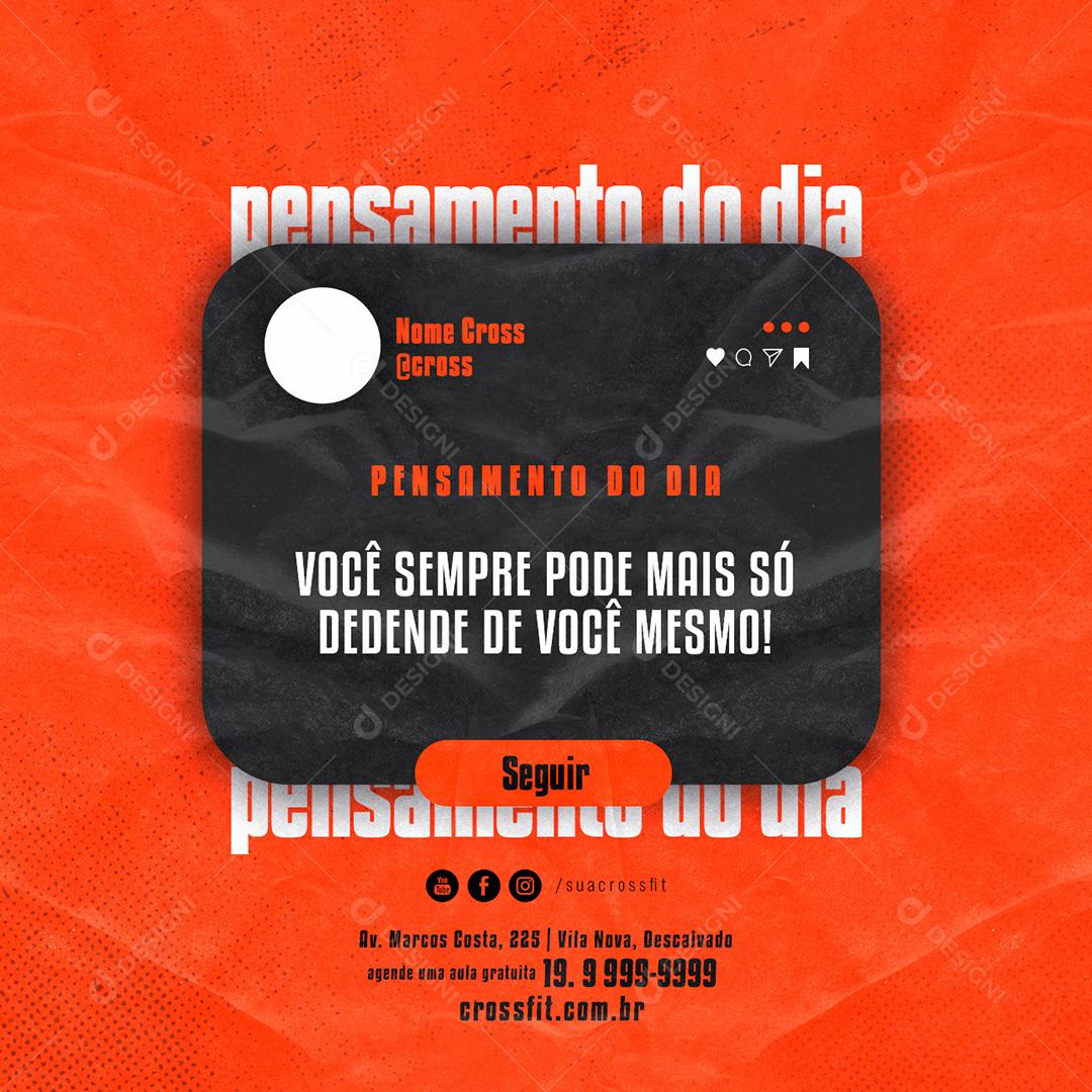 Social Media Pensamento do dia Academia Crossfit PSD Editável
