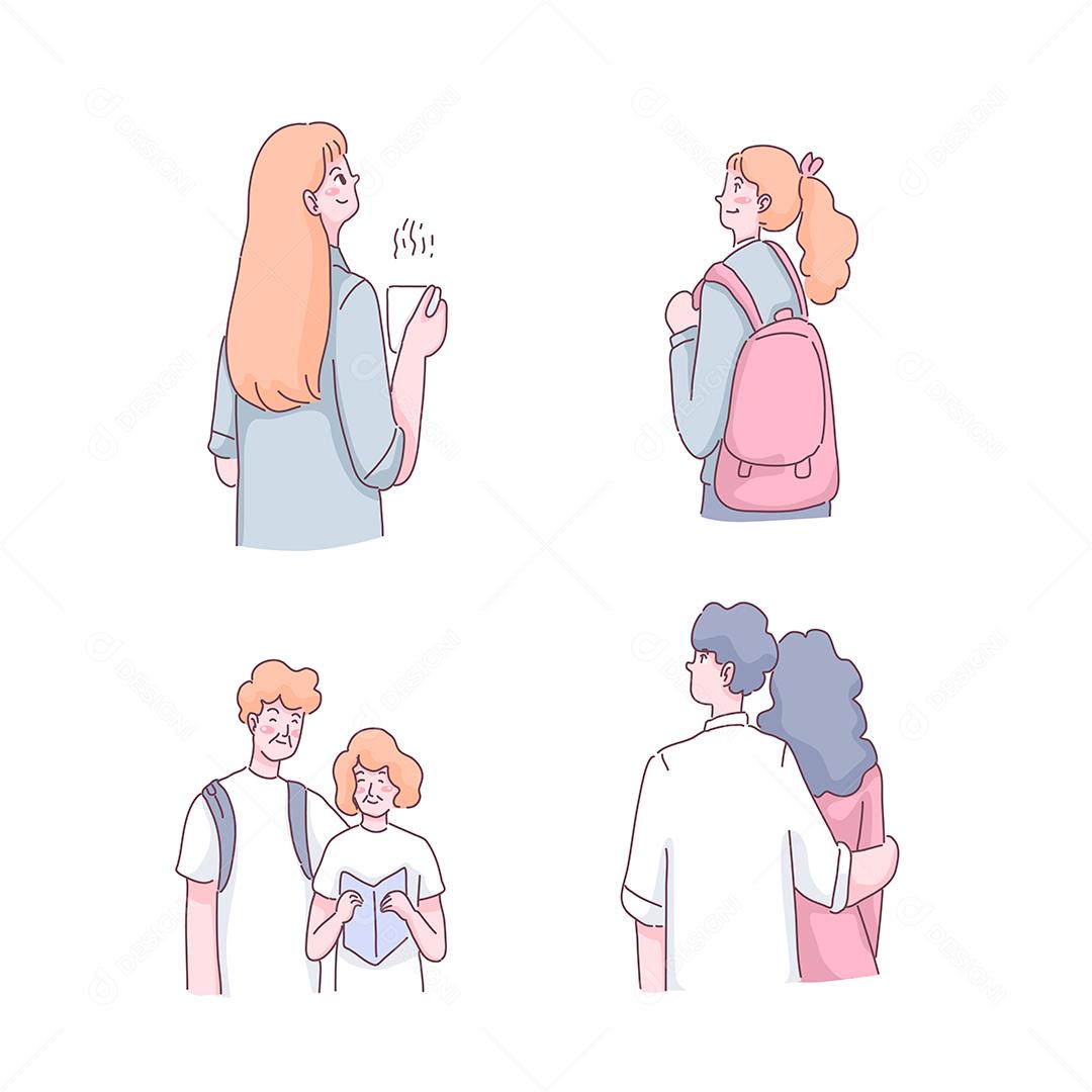 Definir estilo de vida do vetor de desenho animado de pessoas de várias gerações