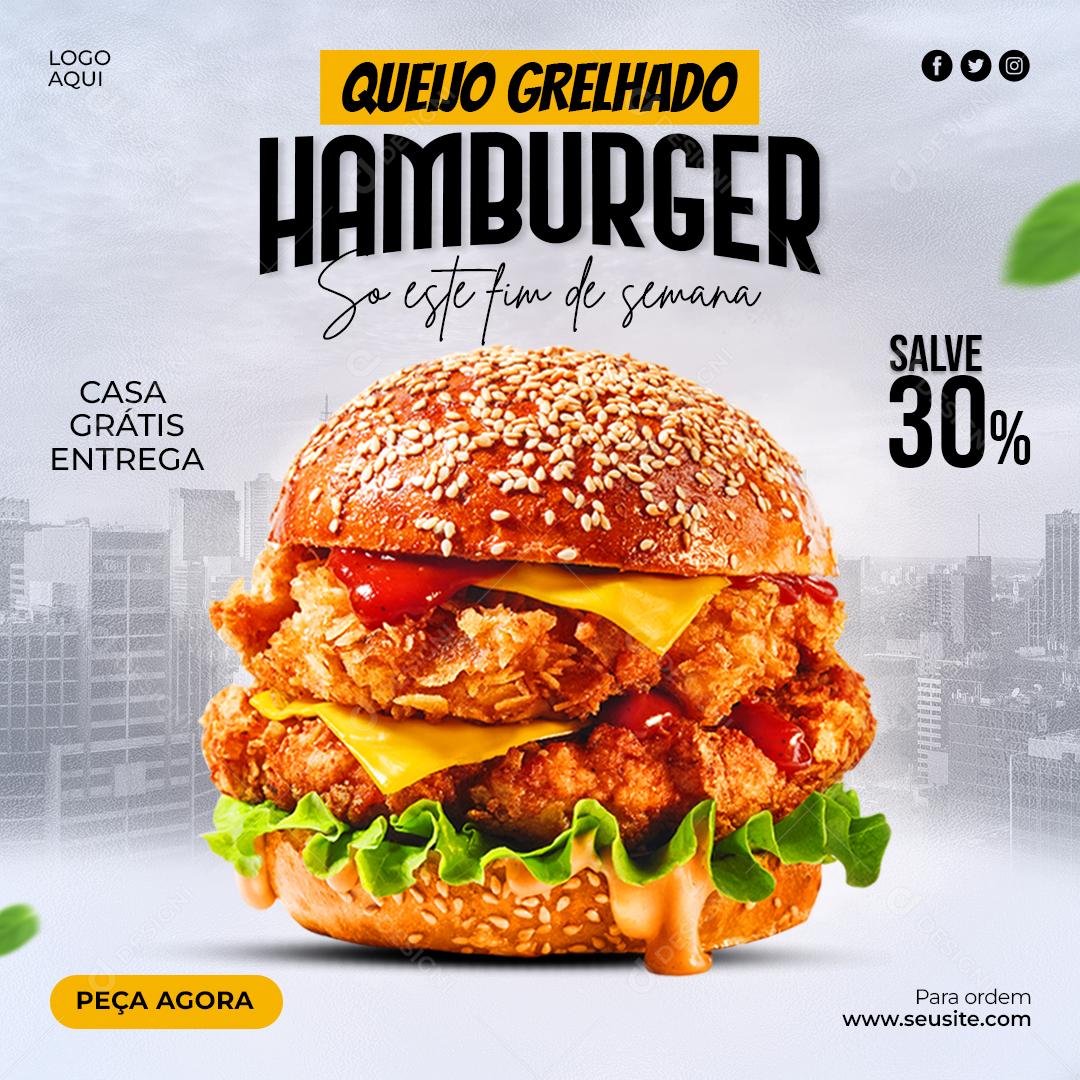 Social Media Queijo Grelhado Hamburger PSD Editável