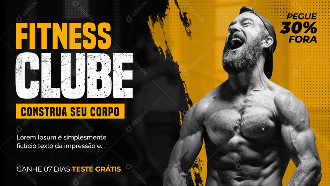 Social Media Banner Fitness Club Construa seu Corpo Academia PSD Editável