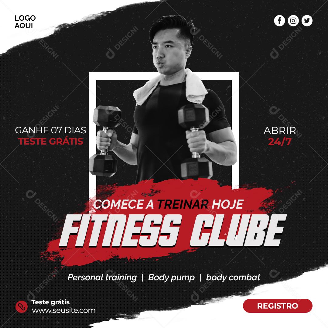 Social Media Comece a Treinar hoje Fitness Clube Academia PSD Editável